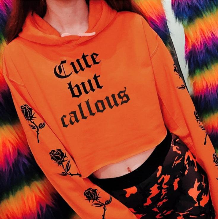 Letter rose print short casual sweater