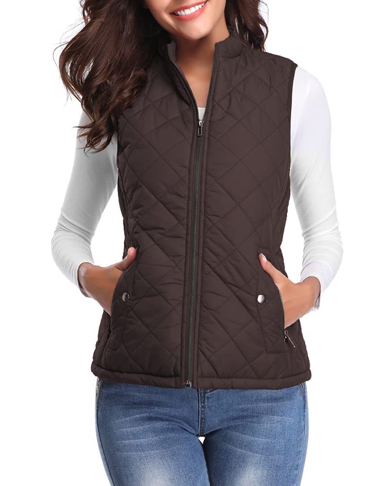 Women's Cotton Vest Stand Collar Zipper Pocket Warm