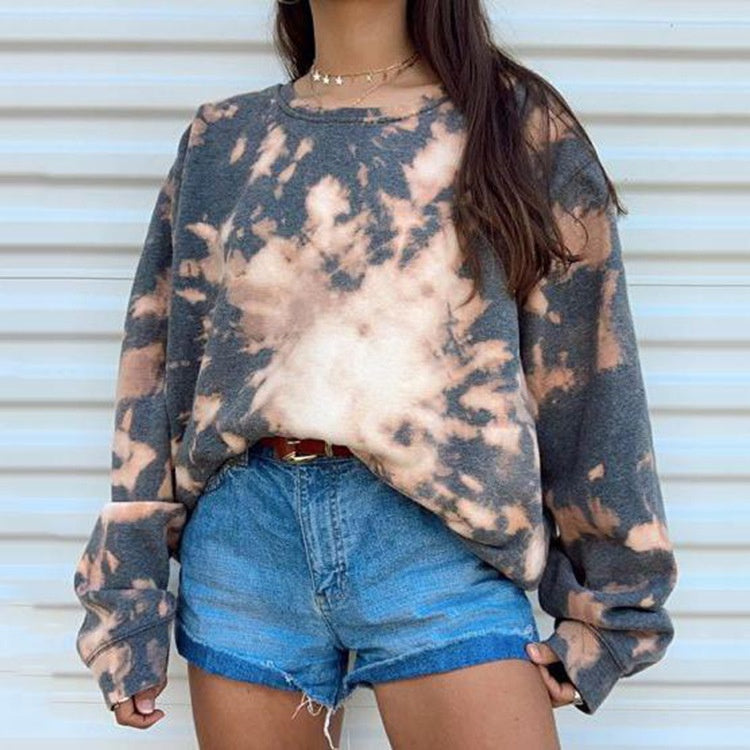 Tie-dye printed long-sleeved shirt