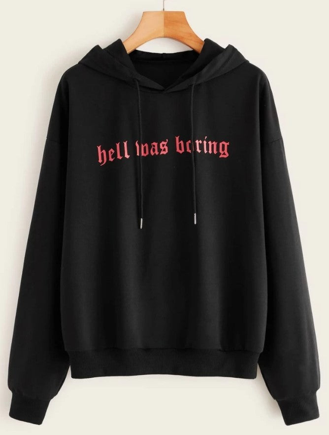 Street Casual Hooded Pocket Sweater With Red Letters Printed In Europe And America
