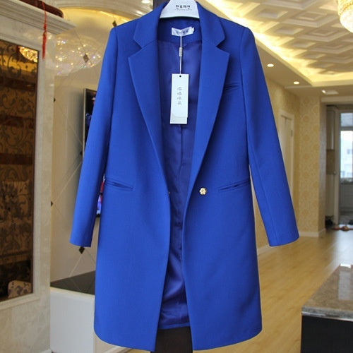 Mid-length Suit Spring Women's Long Sleeve Plus Size Nylon Slimming Versatile Straight Style