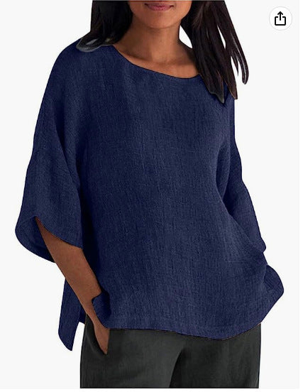 Women's 2025 Fashion Tops Three-quarters Length Sleeve Business Casual Blouses Summer Tees Shirts