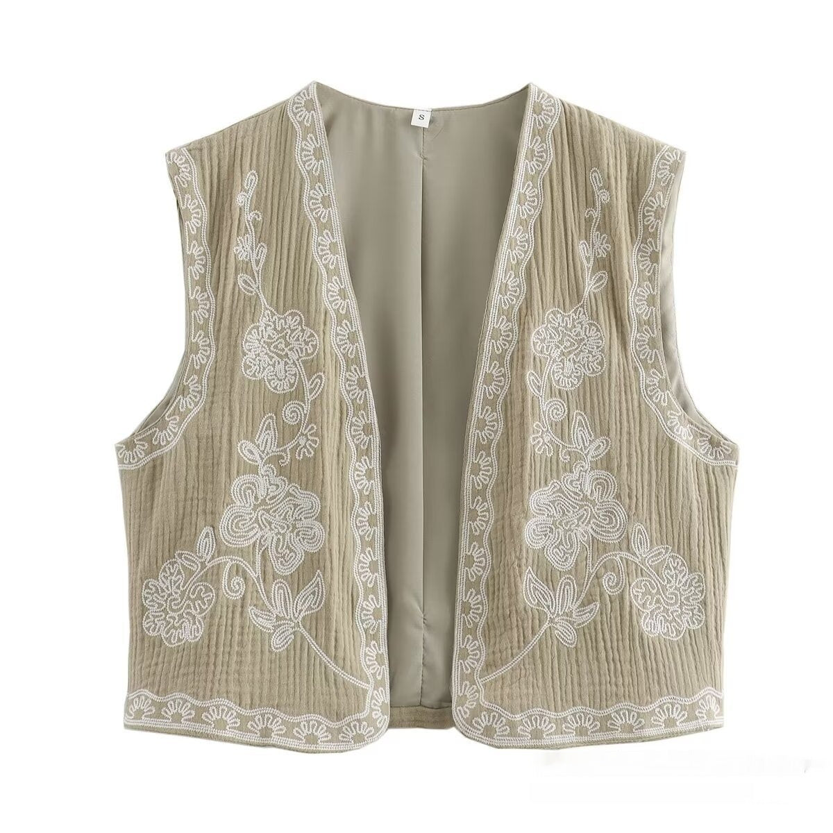 French Design Fashionable Casual Style All-match Two-color Embroidered Vest