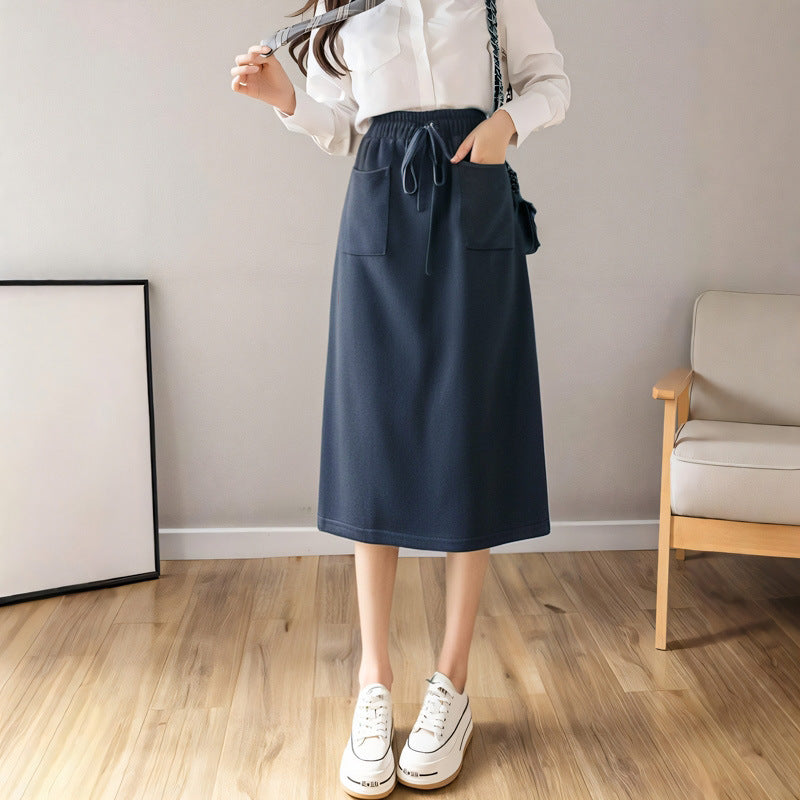 Elastic Waist Loose Slimming Autumn And Winter New Plus Size Women's Skirt