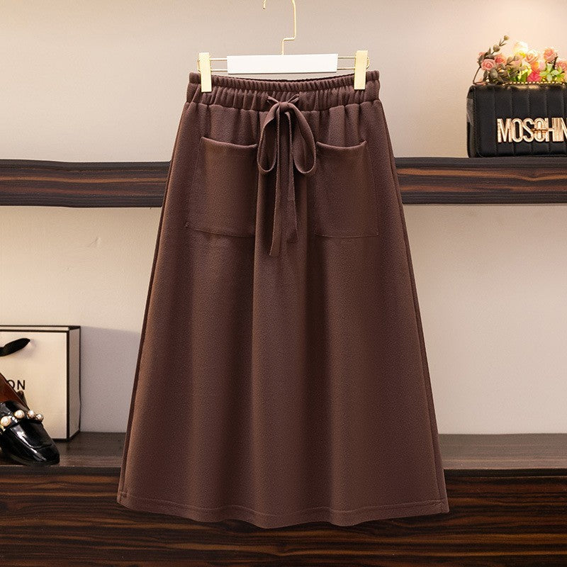 Elastic Waist Loose Slimming Autumn And Winter New Plus Size Women's Skirt