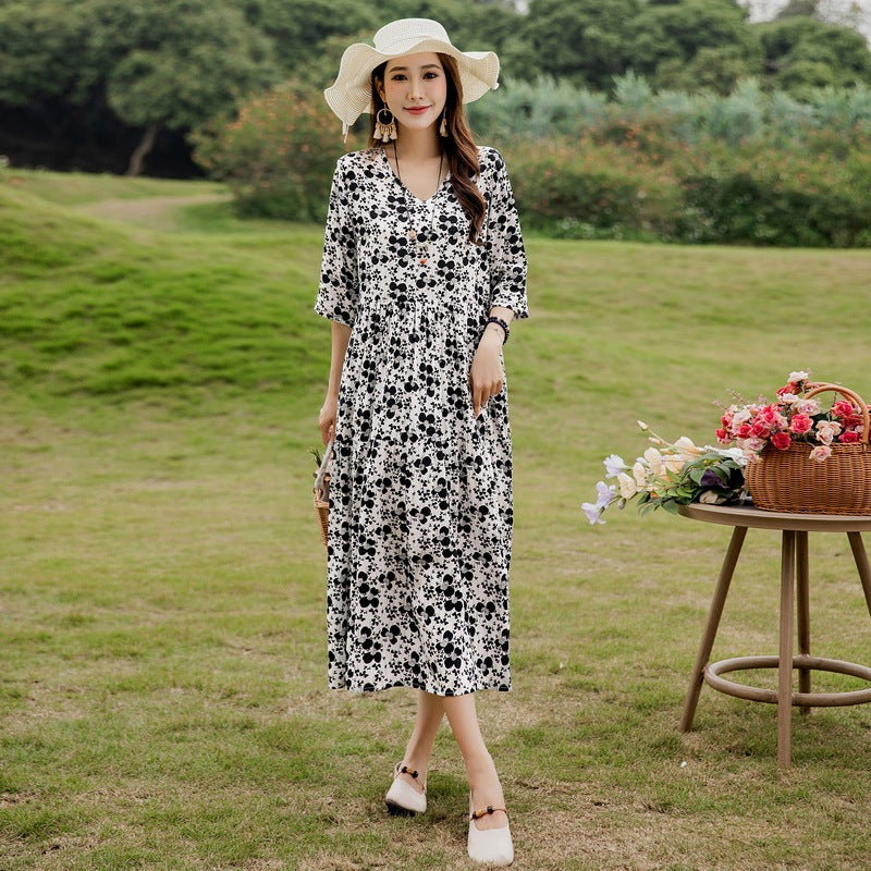 Summer New Noil Poplin Dress Stylish Thin High-end Casual Beach Skirt