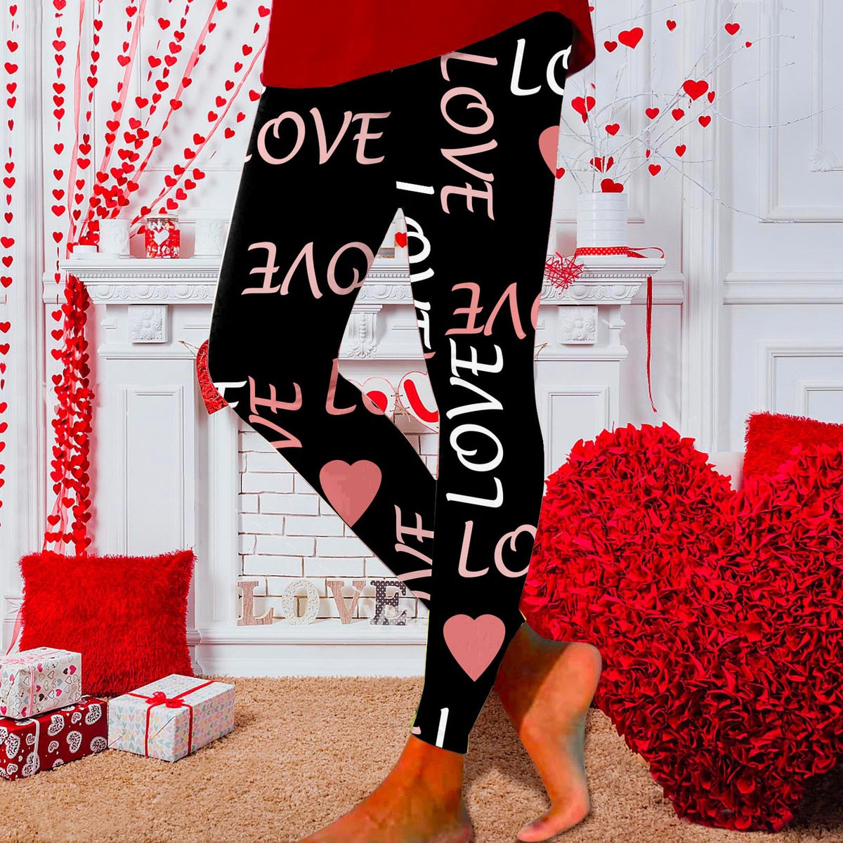 European And American New Personalized 3D Digital Printing Valentine's Day Series Yoga Pants