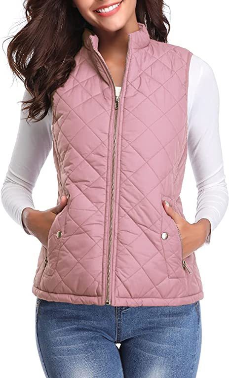 Women's Cotton Vest Stand Collar Zipper Pocket Warm