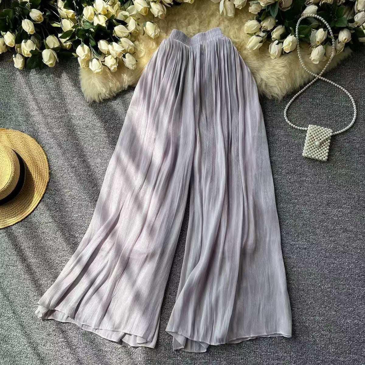 High-end Elegant Ice Silk High Waist Slimming Long Pants