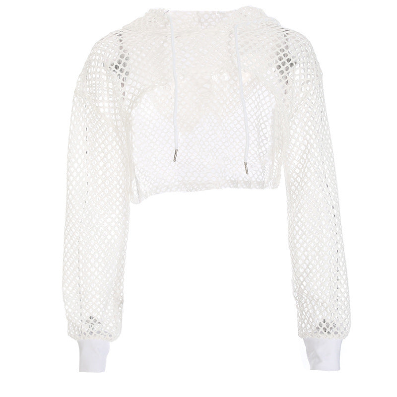 New Product Mesh Hollow Lace-up Sunscreen Blouse Women's T-shirt