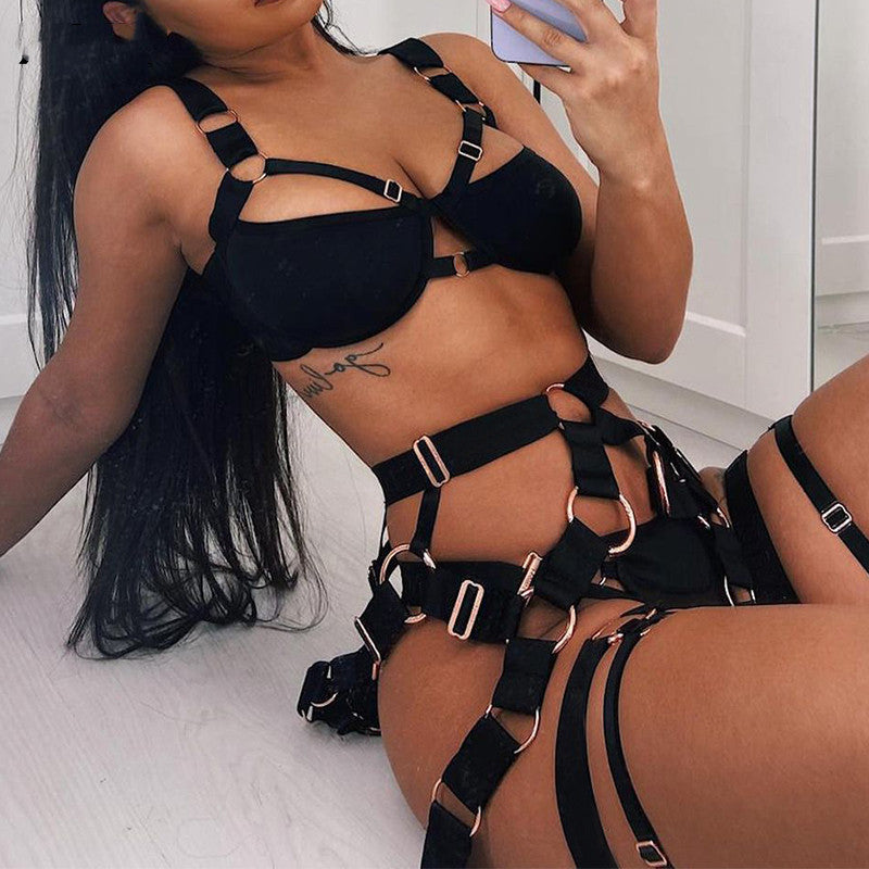 Women's Transparent Lace Underwire Bra Panty Bandage Set