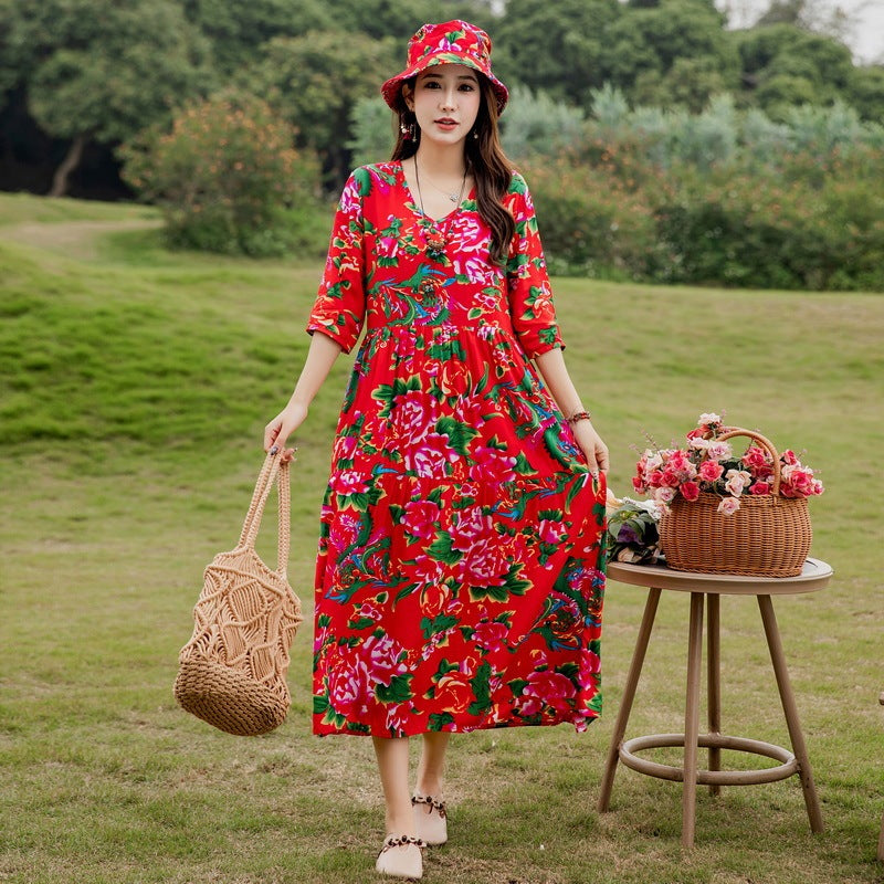 Summer New Noil Poplin Dress Stylish Thin High-end Casual Beach Skirt