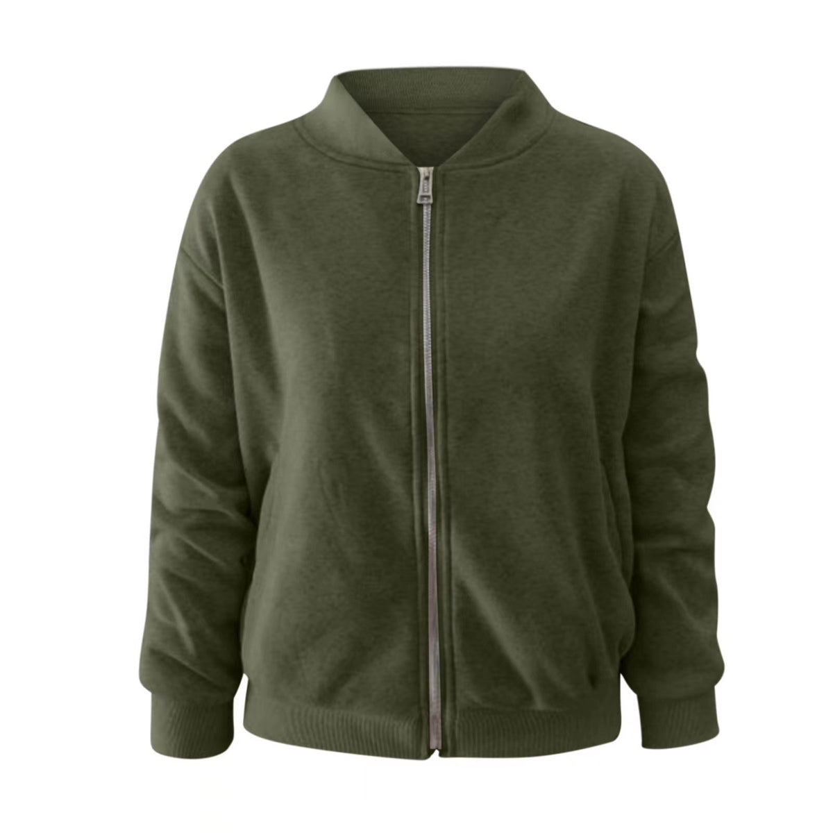 Women's Fashion Solid Color Zipper Jacket Coat