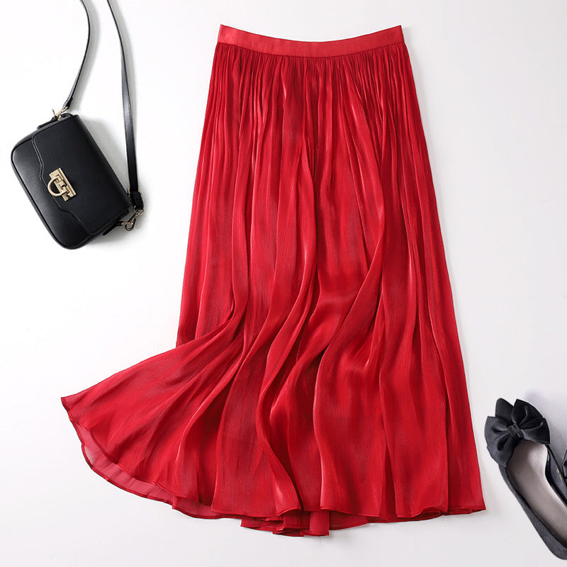Slim Slimming Mid-length Elegant Pendant Summer Elastic Skirt