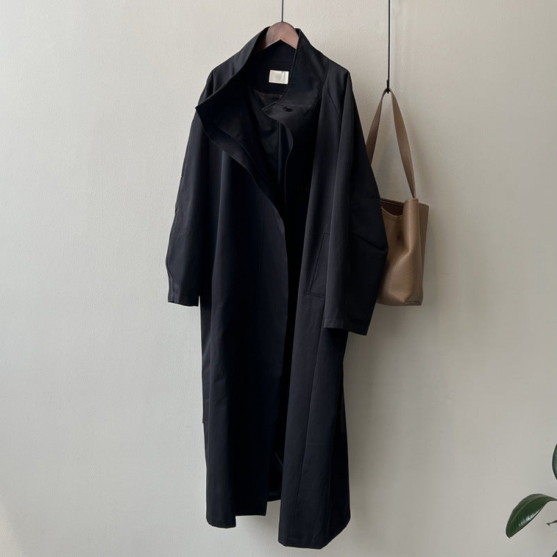 Women's Solid Color Loose Mid Length Windbreaker Jacket