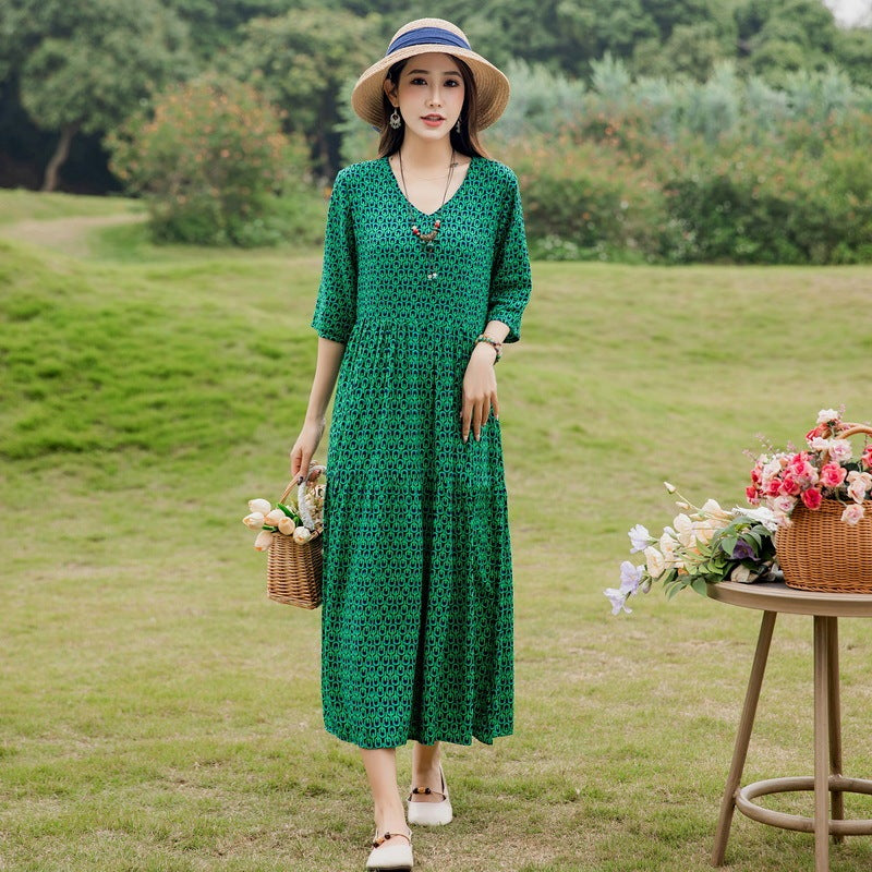 Summer New Noil Poplin Dress Stylish Thin High-end Casual Beach Skirt