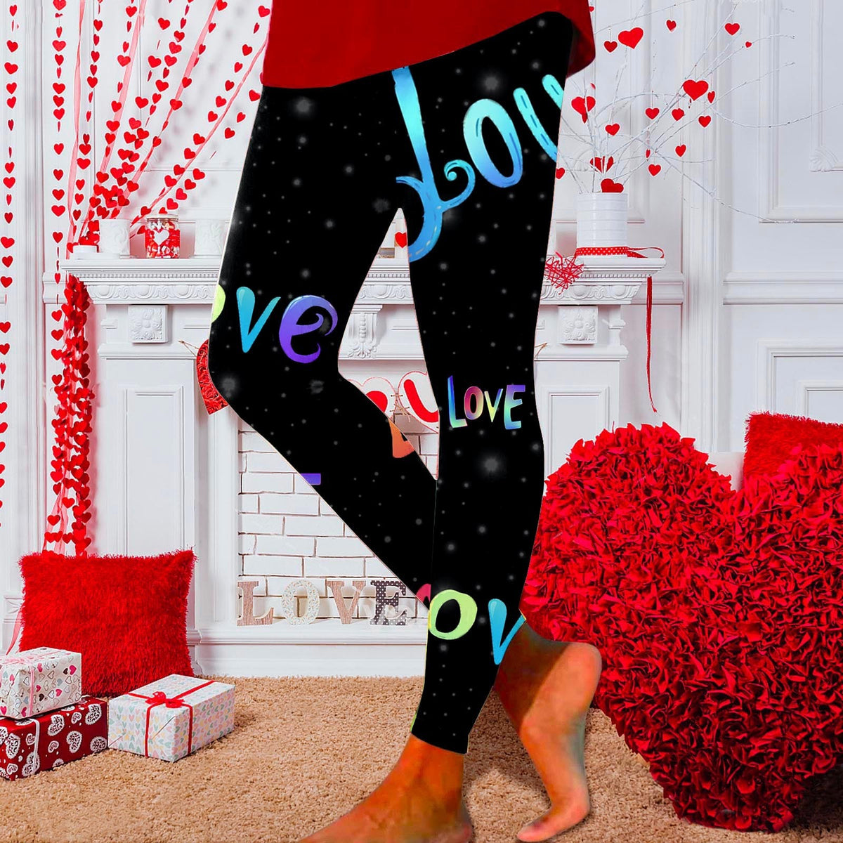 European And American New Personalized 3D Digital Printing Valentine's Day Series Yoga Pants