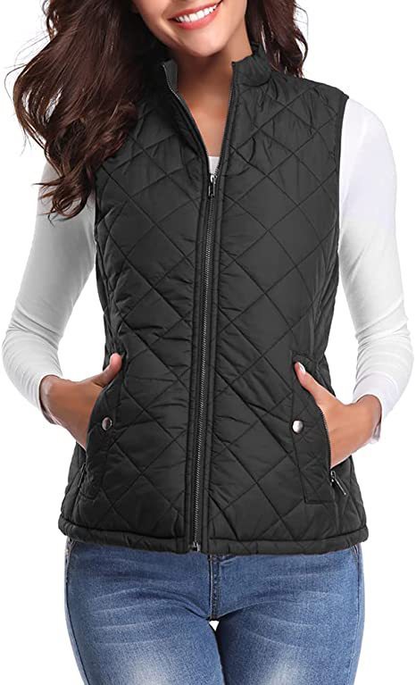 Women's Cotton Vest Stand Collar Zipper Pocket Warm