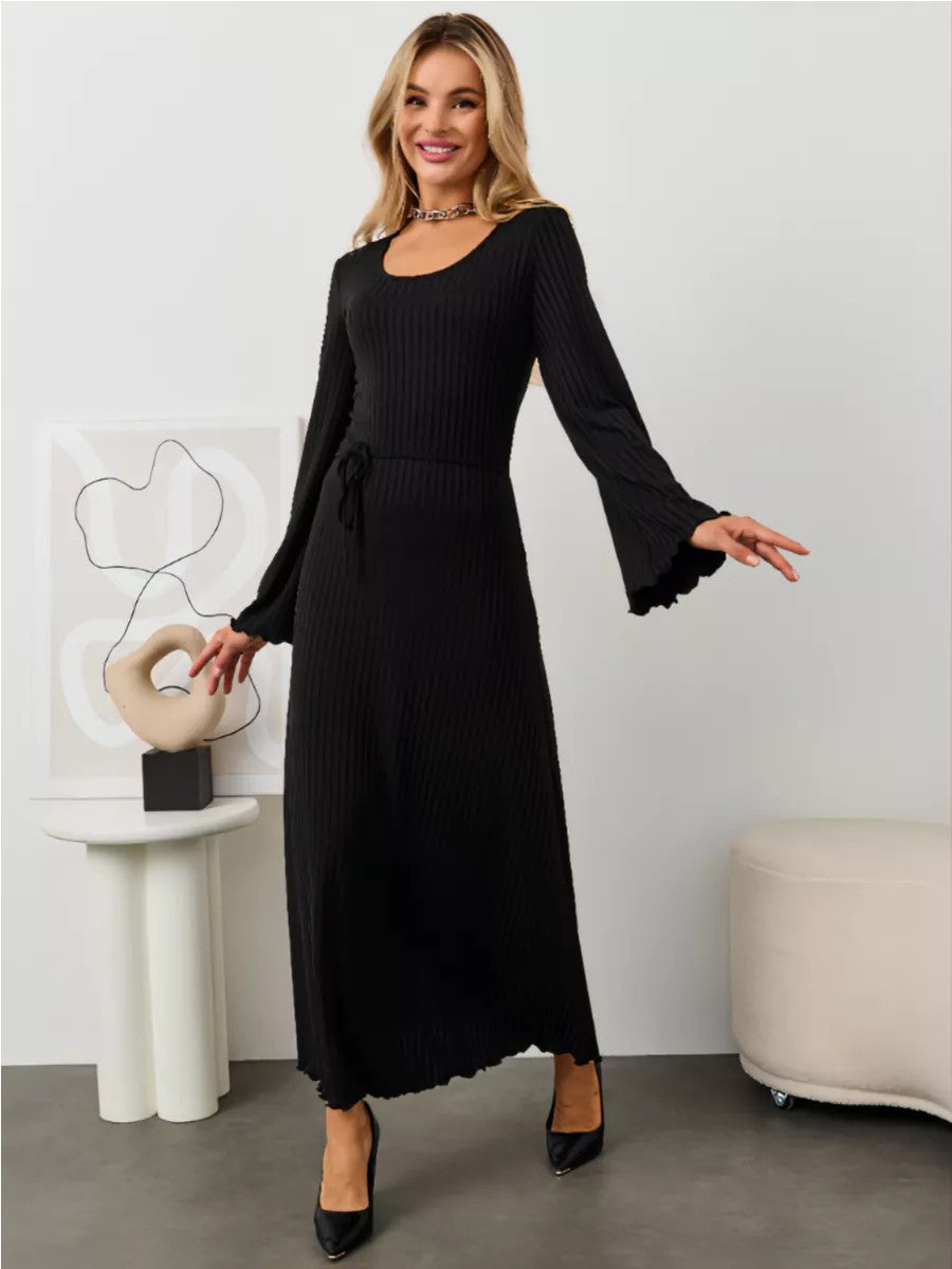 Fashion Statement Lace Up Long Sleeve Dress Women