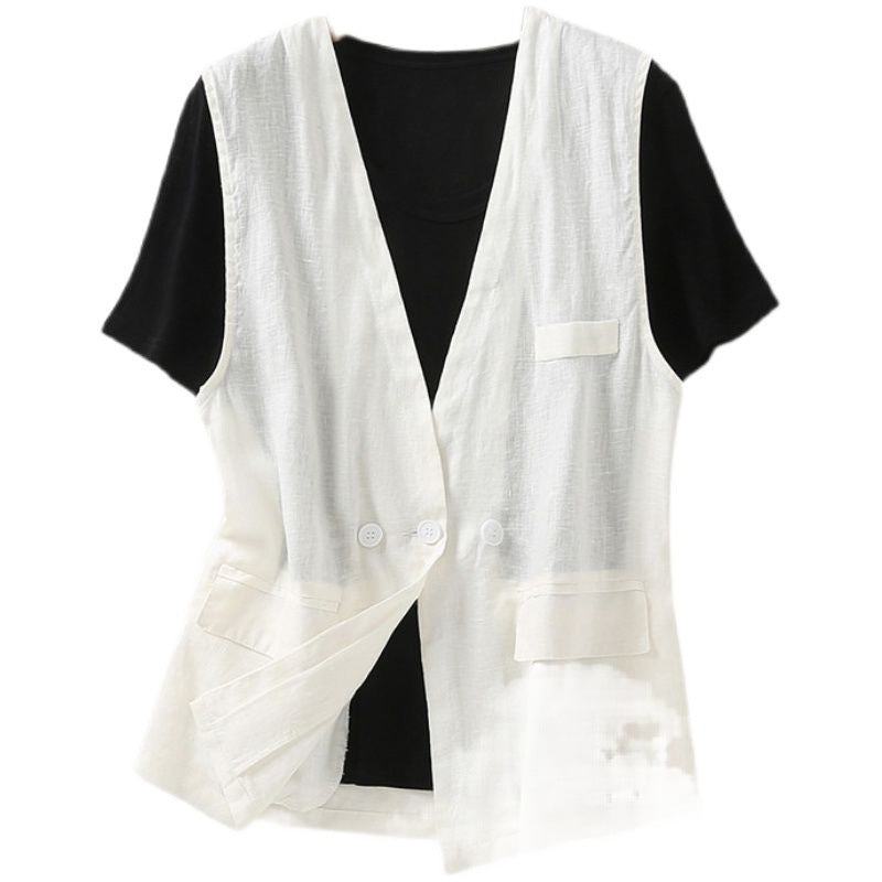 Japanese Style Vest Jacket Loose Casual Cotton Top