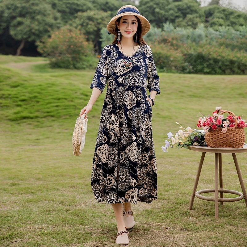 Summer New Noil Poplin Dress Stylish Thin High-end Casual Beach Skirt