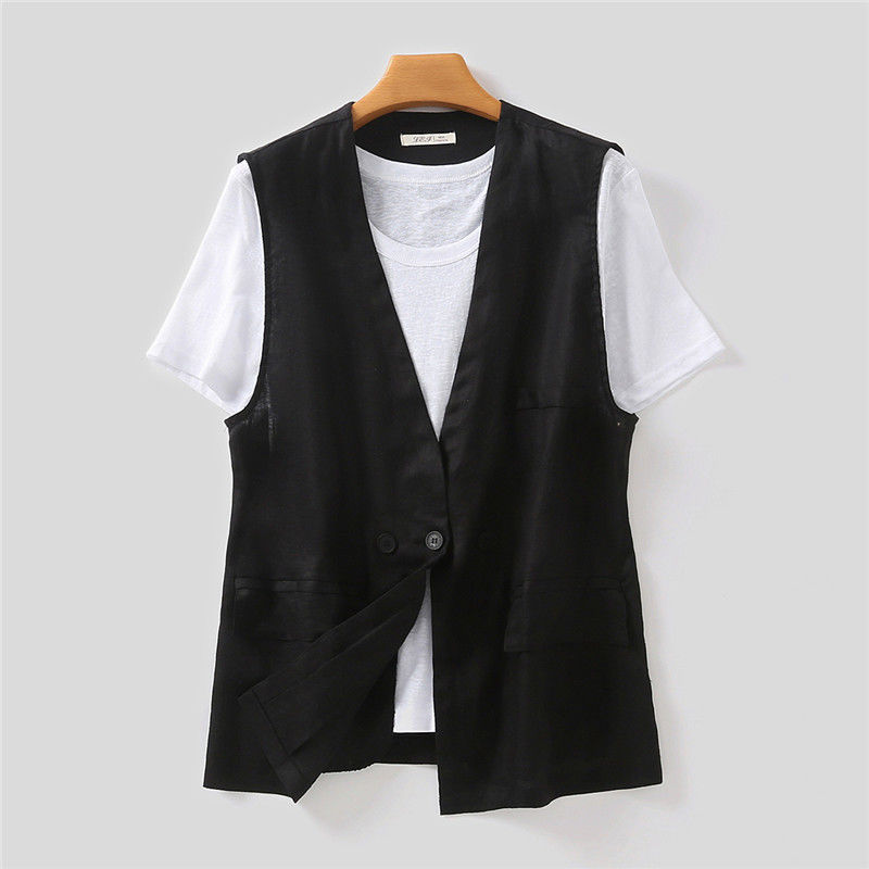 Japanese Style Vest Jacket Loose Casual Cotton Top