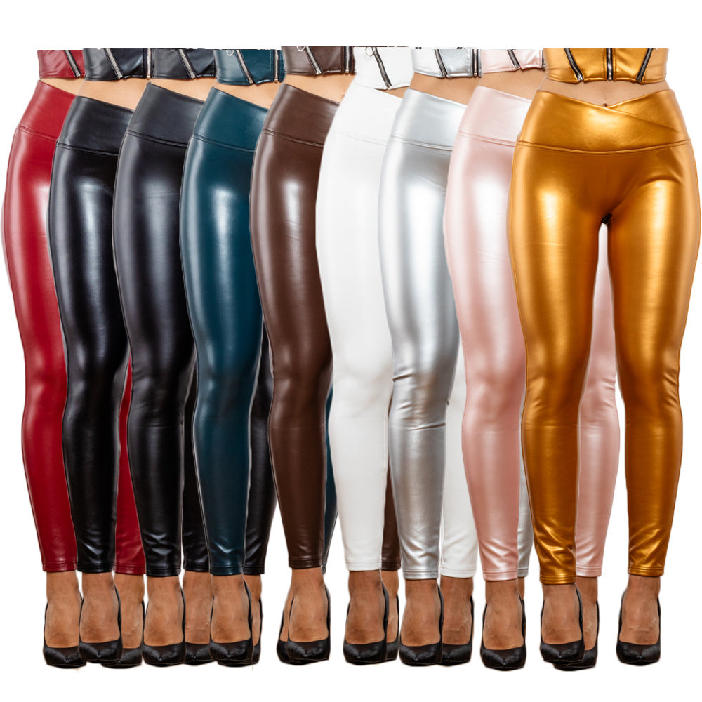 Shascullfites Melody V Shaped Waistband Leggings X Cross Leggings Sexy Leather Leggings Faux Leather Pants Winter