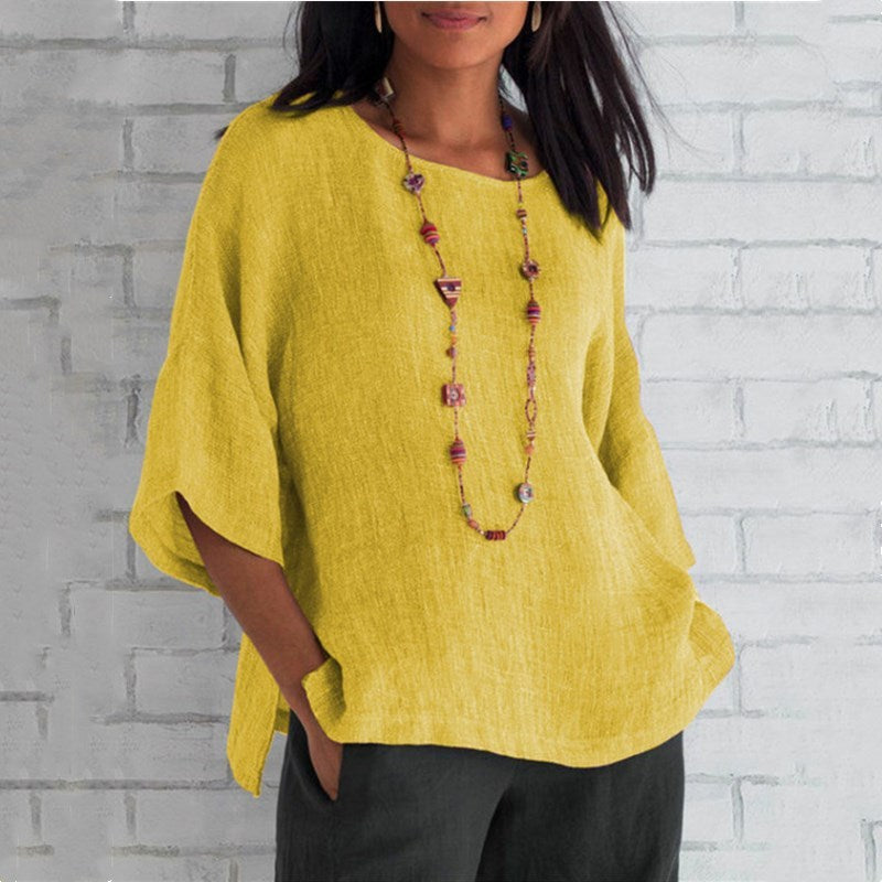 Women's 2025 Fashion Tops Three-quarters Length Sleeve Business Casual Blouses Summer Tees Shirts