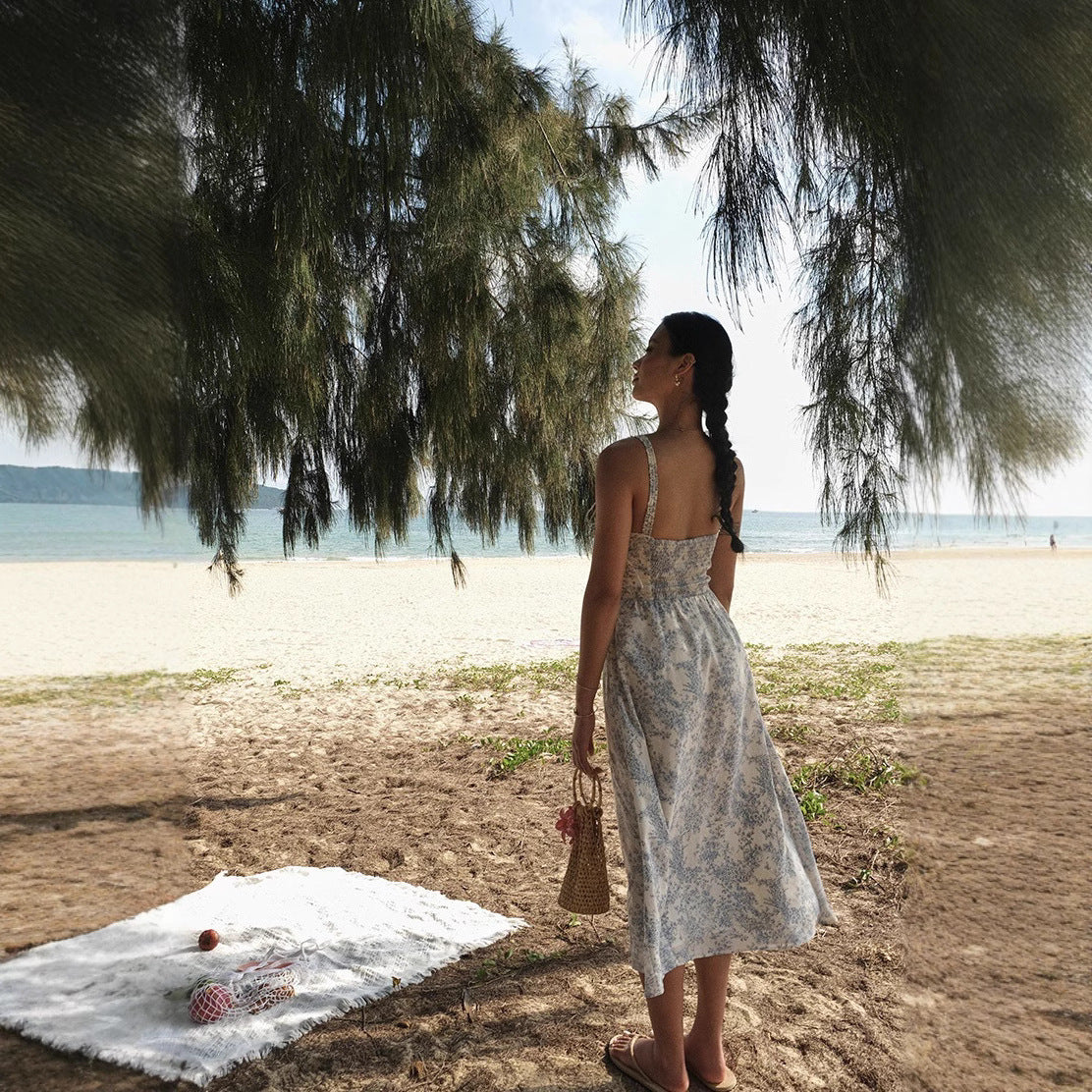 Women's Fashion Personalized Bow Seaside Sling Dress