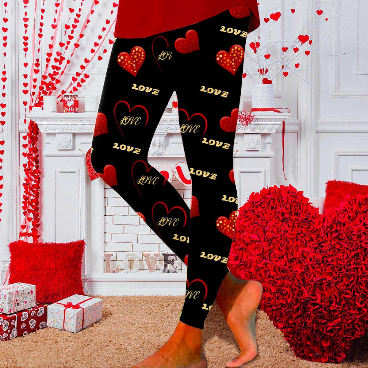 European And American New Personalized 3D Digital Printing Valentine's Day Series Yoga Pants