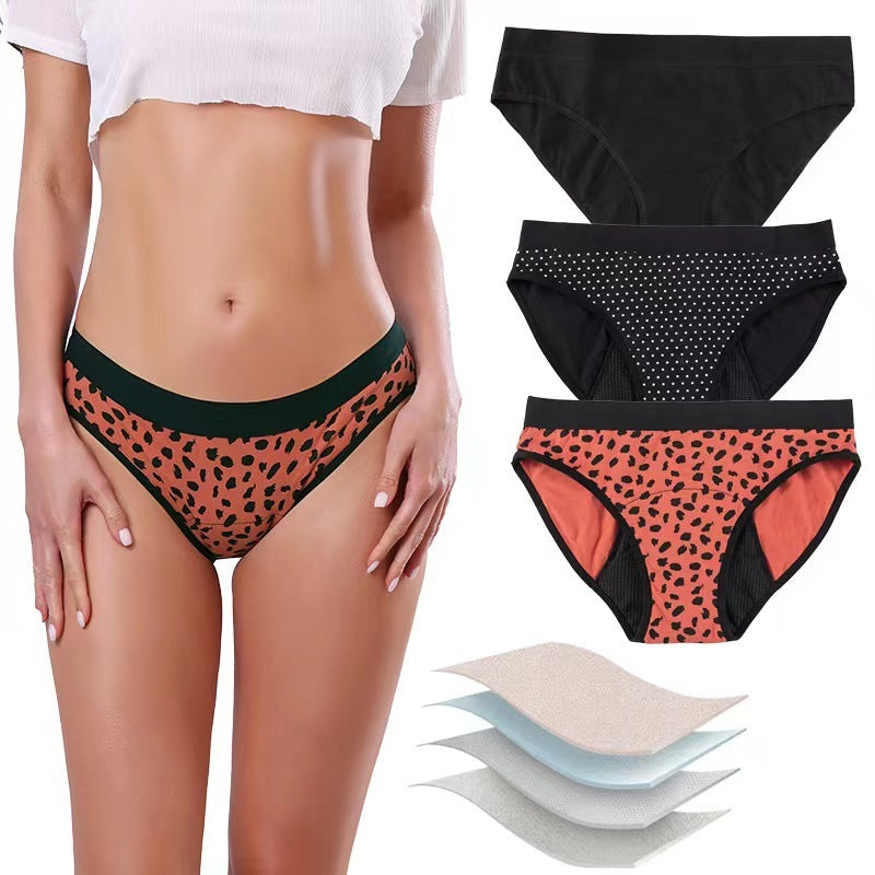 Women's Fashion Cotton Printing Four-layer Sanitary Panty