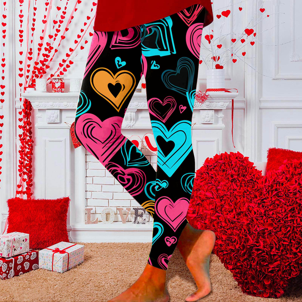 European And American New Personalized 3D Digital Printing Valentine's Day Series Yoga Pants