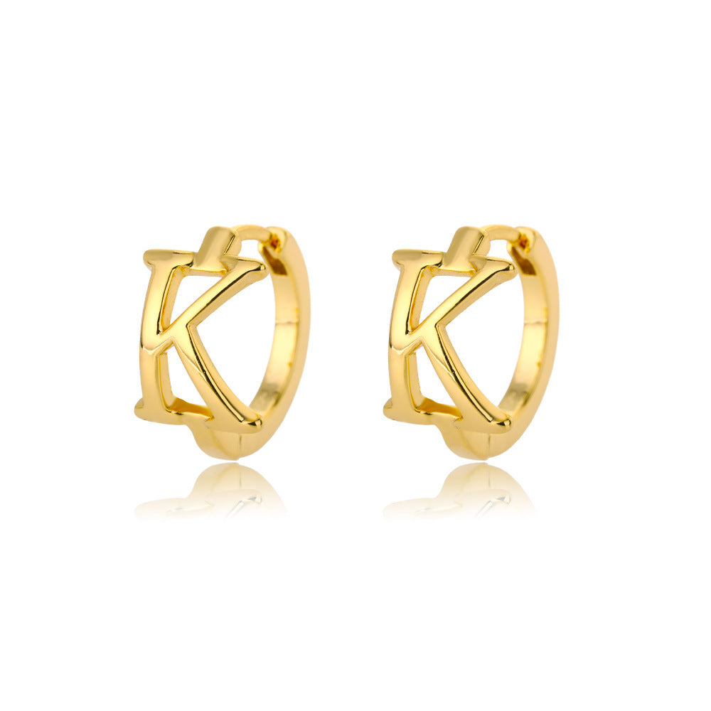 Women Stainless Steel Letter A-Z Piercing Earring Fashion Jewelry