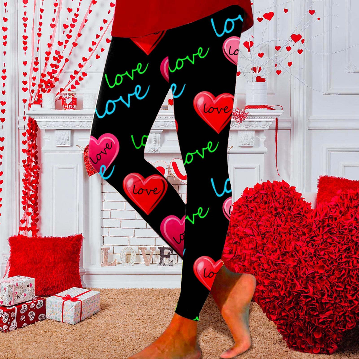 European And American New Personalized 3D Digital Printing Valentine's Day Series Yoga Pants
