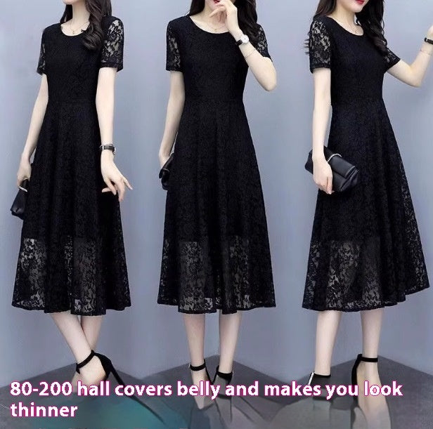 Long Sleeve Temperament Plus Size Long Velvet Lining Base A- Line Dress