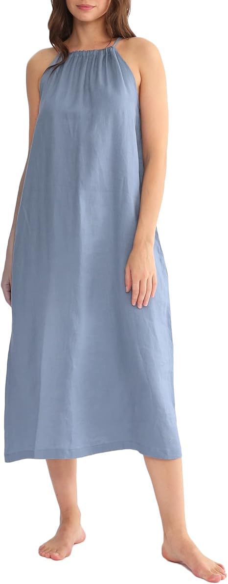 Fashion Solid Color Vest Cotton Linen Dress Women