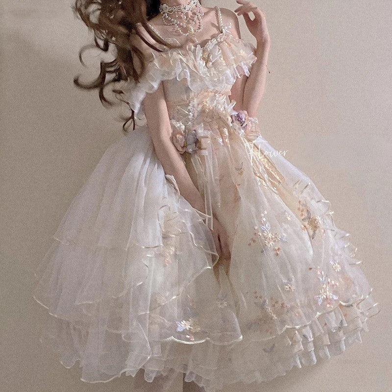 Female Flower God Flola Skirt Machine Embroidery Lolita Dresses