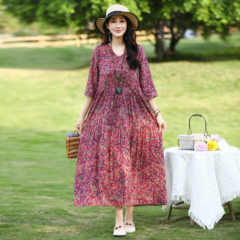 Summer New Noil Poplin Dress Stylish Thin High-end Casual Beach Skirt