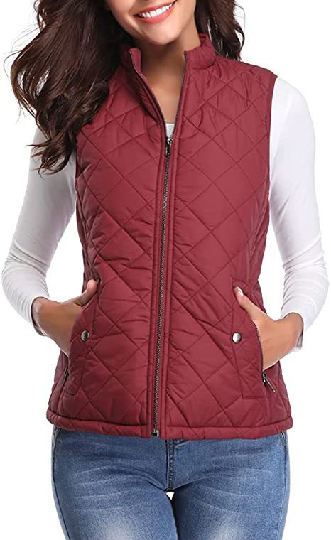 Women's Cotton Vest Stand Collar Zipper Pocket Warm