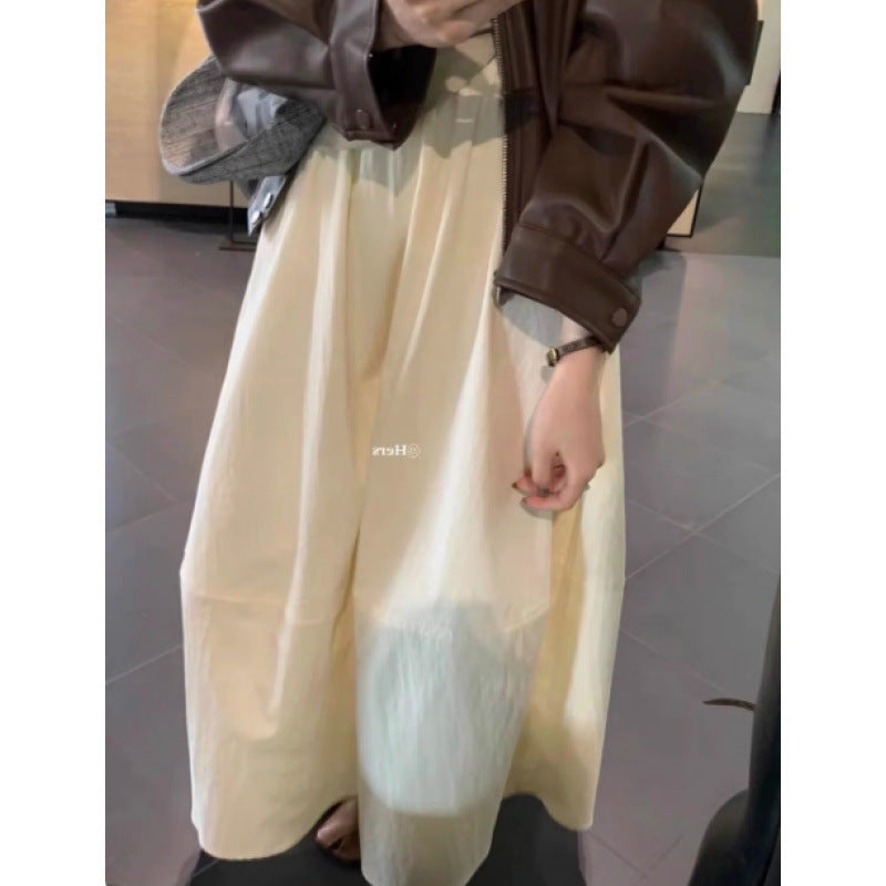Black Bud Skirt Women's Elastic Waistband Slimming High Waist Mid-length