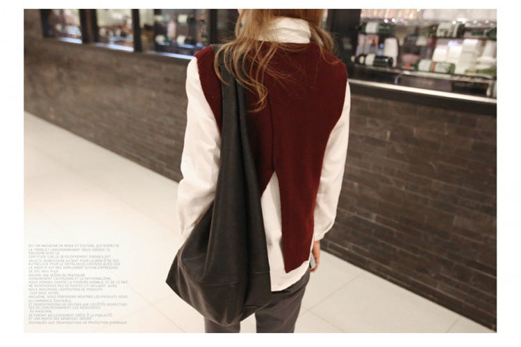 Knitted Women's Vests Korean Style Crew Neck Pullover Sweater