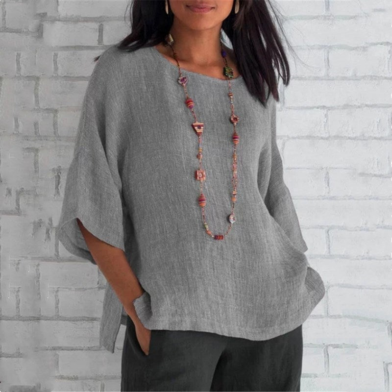 Women's 2025 Fashion Tops Three-quarters Length Sleeve Business Casual Blouses Summer Tees Shirts