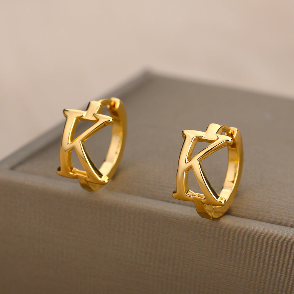 Women Stainless Steel Letter A-Z Piercing Earring Fashion Jewelry
