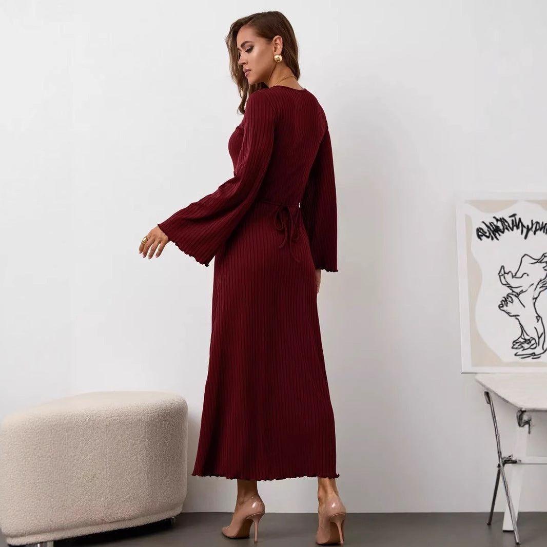 Fashion Statement Lace Up Long Sleeve Dress Women